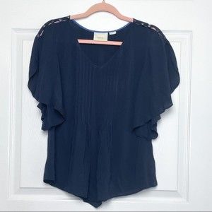 Anthropologie Maeve Maya Pleated Blouse Top